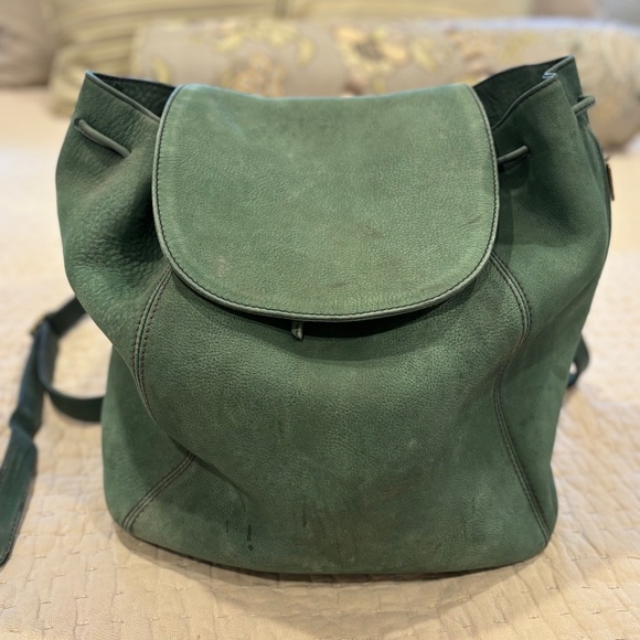 Coach Handbags - COACH Sage Green Suede Drawstring Backpack SONOMA Collection